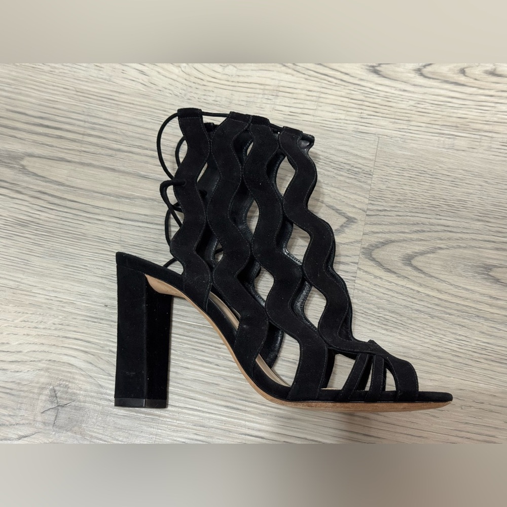 Alexandre Birman Loretta Black Suede Cutout Block Heels Size 41 /11 US $995 EUC - Picture 7 of 15